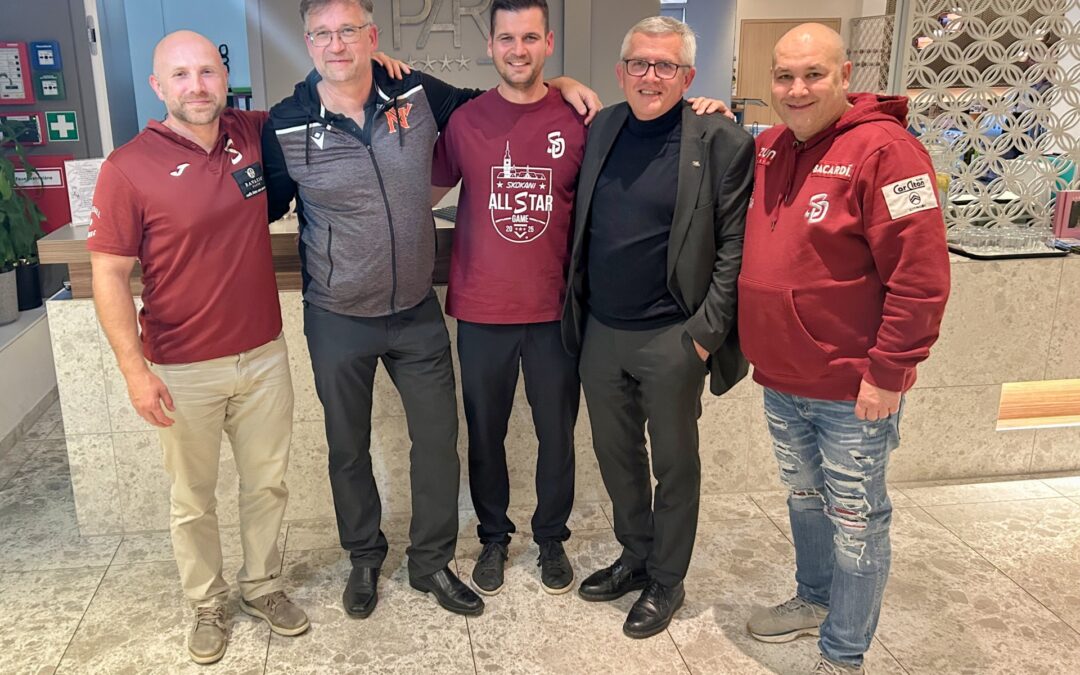 Zástupci Skokanů Olomouc na schůzce ve Wiener Neustadt